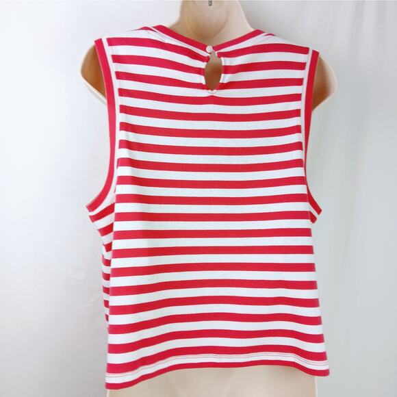 Maeve by Anthropologie SZ L Cropped Striped Tank Bright Red/White - Picture 6 of 9